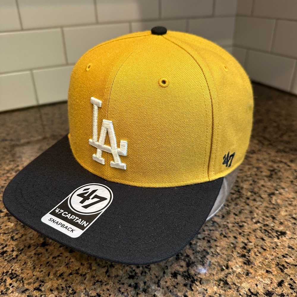 Los Angeles Dodgers '47 Captain Snapback Hat Gold Black 1955 World Series New